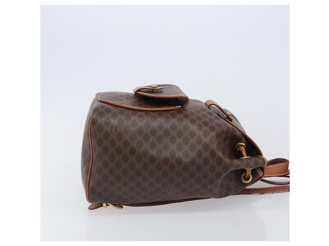 Céline CELINE Macadam Canvas Backpack PVC Leather Brown Gold - vista 3