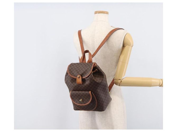 Céline CELINE Macadam Canvas Backpack PVC Leather Brown Gold - vista 30