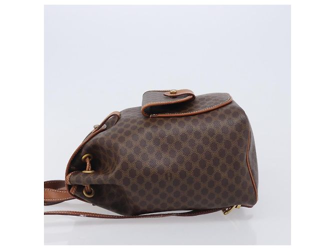 Céline CELINE Macadam Canvas Backpack PVC Leather Brown Gold - vista 4