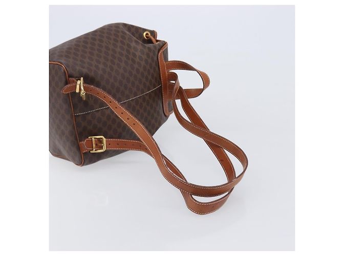 Céline CELINE Macadam Canvas Backpack PVC Leather Brown Gold - vista 9