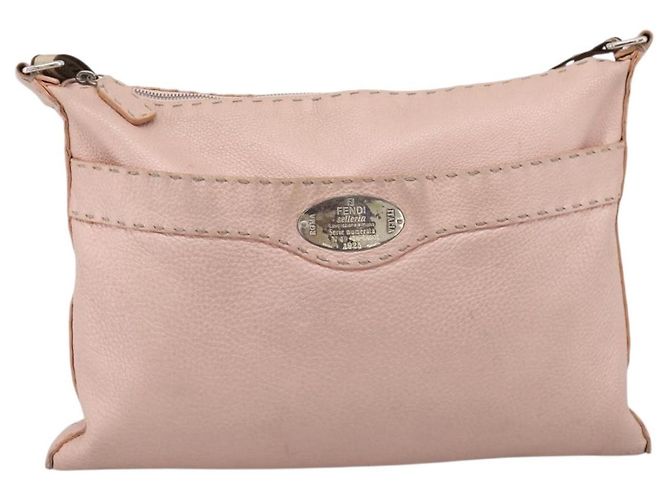 FENDI Bolsa de Ombro Celeria Couro Bege Prata 8BT093 - vista 13