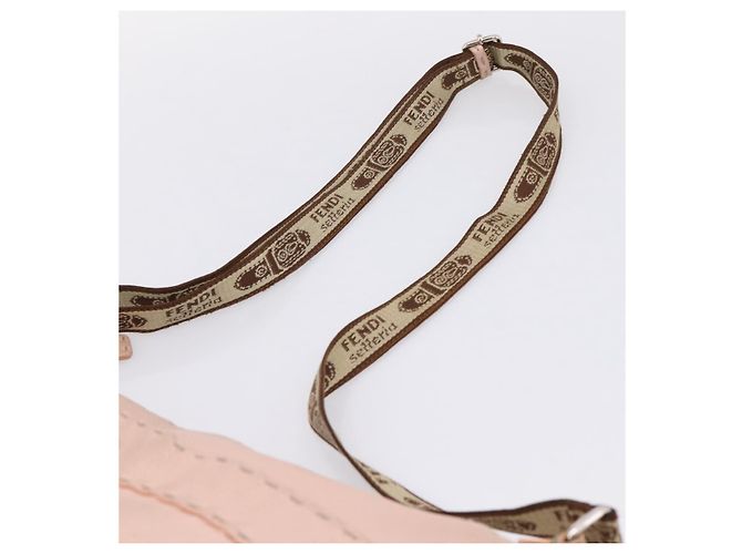 FENDI Bolsa de Ombro Celeria Couro Bege Prata 8BT093 - vista 14