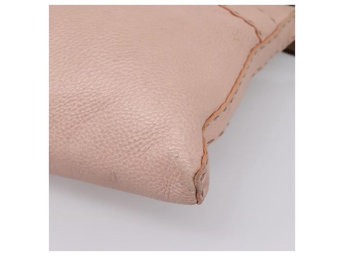 FENDI Bolsa de Ombro Celeria Couro Bege Prata 8BT093 - vista 15