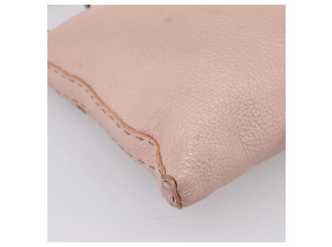 FENDI Bolsa de Ombro Celeria Couro Bege Prata 8BT093 - vista 18