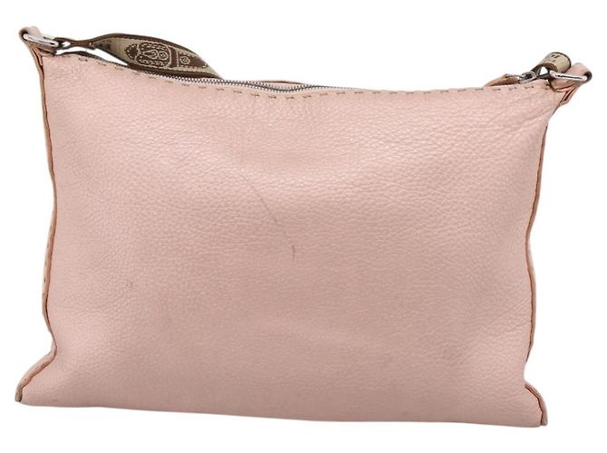 FENDI Bolsa de Ombro Celeria Couro Bege Prata 8BT093 - vista 2