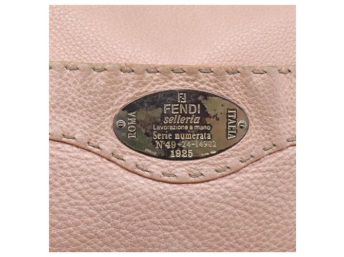 FENDI Bolsa de Ombro Celeria Couro Bege Prata 8BT093 - vista 20