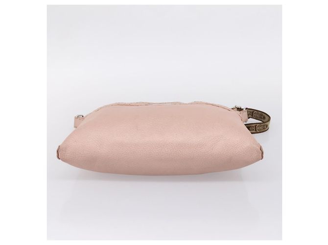 FENDI Bolsa de Ombro Celeria Couro Bege Prata 8BT093 - vista 5