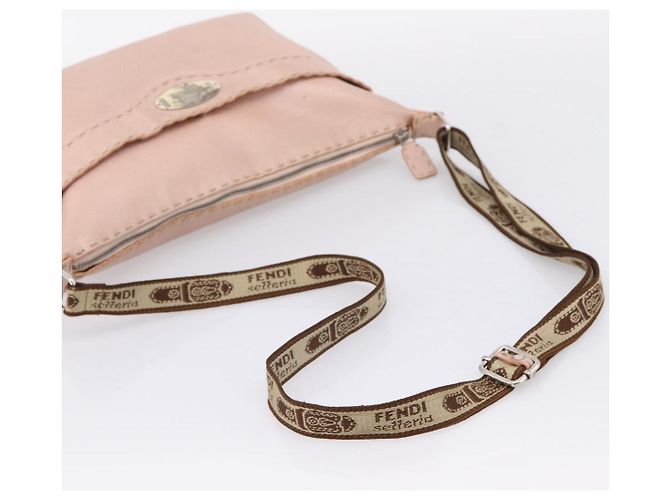 FENDI Bolsa de Ombro Celeria Couro Bege Prata 8BT093 - vista 7