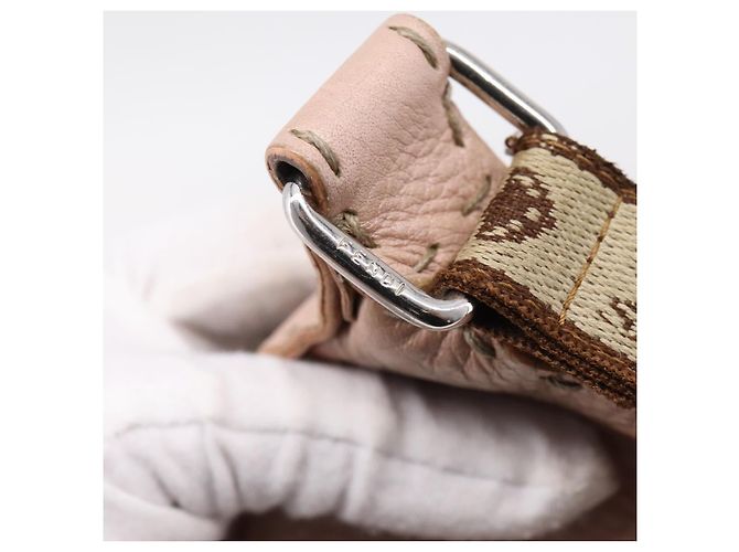 FENDI Bolsa de Ombro Celeria Couro Bege Prata 8BT093 - vista 8