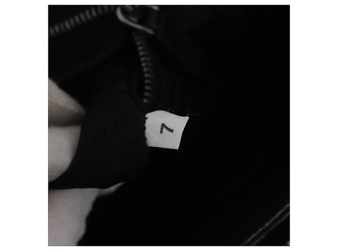 PRADA Bolsa de Ombro Studs Nylon Preto Prata - vista 11