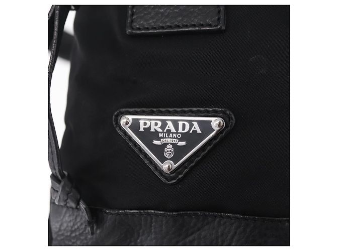 PRADA Bolsa de Ombro Studs Nylon Preto Prata - vista 18