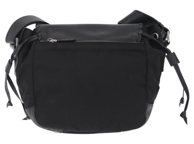 PRADA Bolsa de Ombro Studs Nylon Preto Prata - vista 2