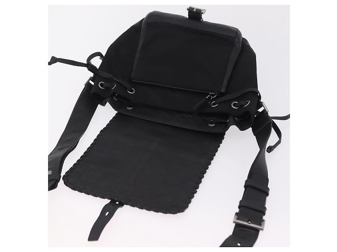 PRADA Bolsa de Ombro Studs Nylon Preto Prata - vista 20