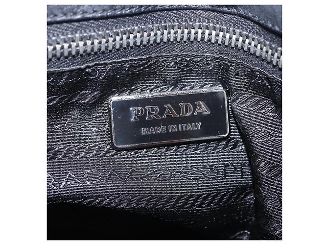 PRADA Bolsa de Ombro Studs Nylon Preto Prata - vista 21