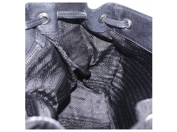 PRADA Bolsa de Ombro Studs Nylon Preto Prata - vista 22