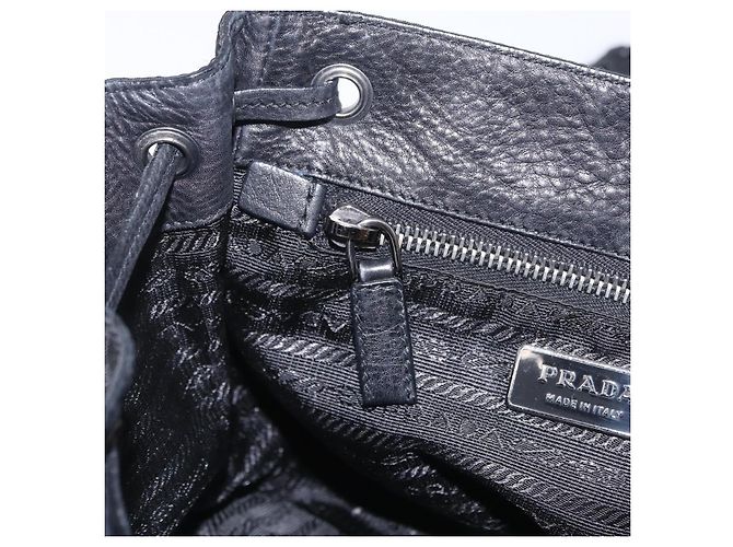 PRADA Bolsa de Ombro Studs Nylon Preto Prata - vista 24