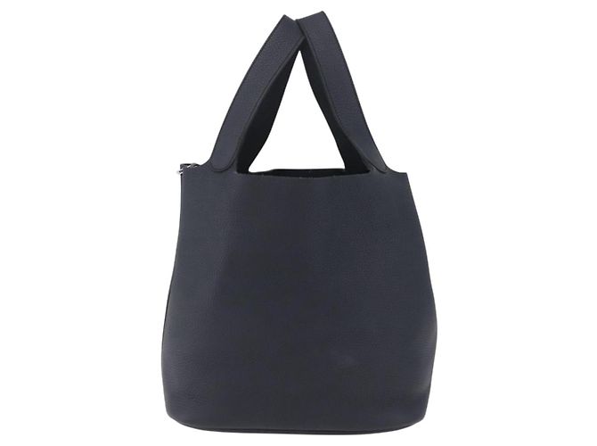 Hermès HERMES Picotan Lock MM Hand Bag Taurillon Clemence Navy Silver - vista 13