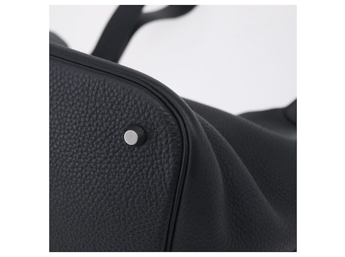 Hermès HERMES Picotan Lock MM Hand Bag Taurillon Clemence Navy Silver - vista 17