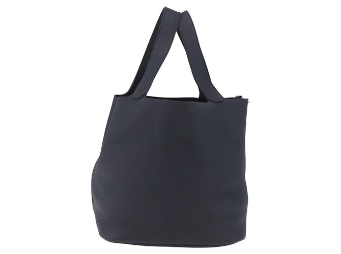 Hermès HERMES Picotan Lock MM Hand Bag Taurillon Clemence Navy Silver - vista 2