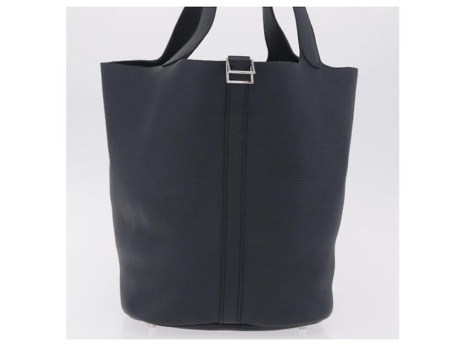 Hermès HERMES Picotan Lock MM Hand Bag Taurillon Clemence Navy Silver - vista 4