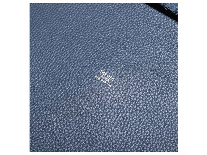 Hermès HERMES Picotan Lock MM Hand Bag Taurillon Clemence Navy Silver - vista 9