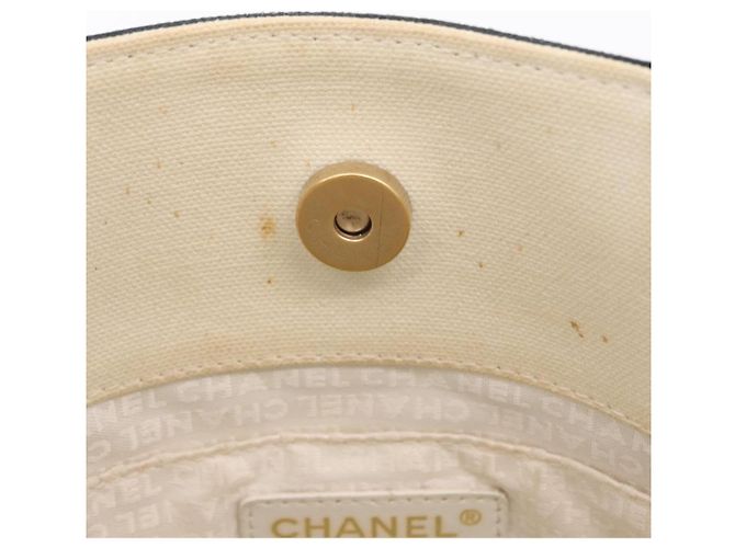 CHANEL Window Line Tote Bag Canvas Ivory Black CC - vista 19