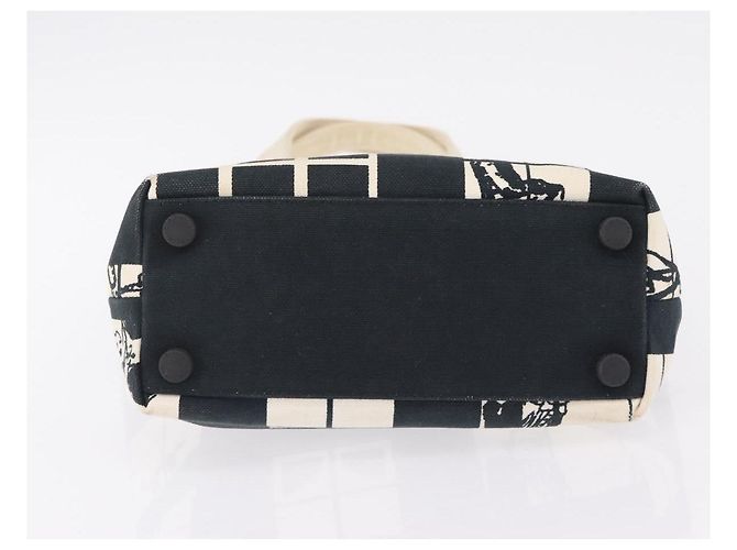 CHANEL Window Line Tote Bag Canvas Ivory Black CC - vista 5
