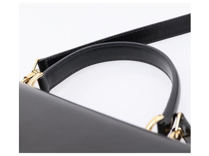 GUCCI Hand Bag Leather 2way Black Gold Tone - vista 14