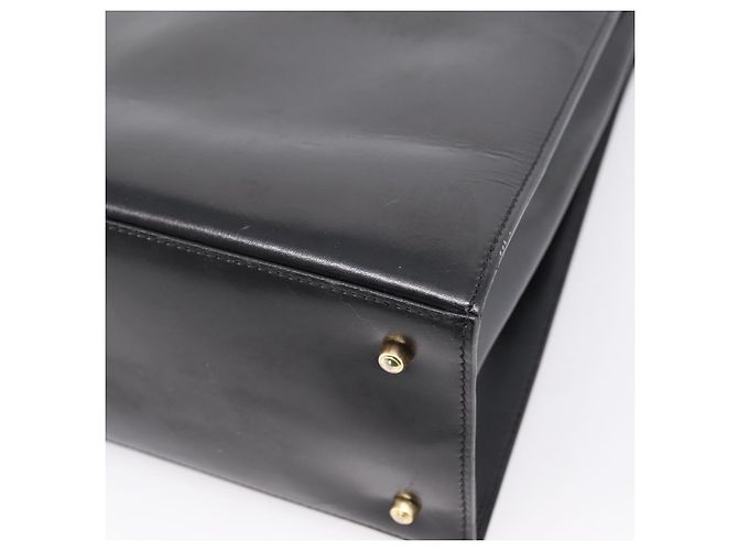 GUCCI Hand Bag Leather 2way Black Gold Tone - vista 17
