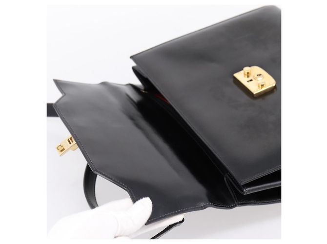 GUCCI Hand Bag Leather 2way Black Gold Tone - vista 19
