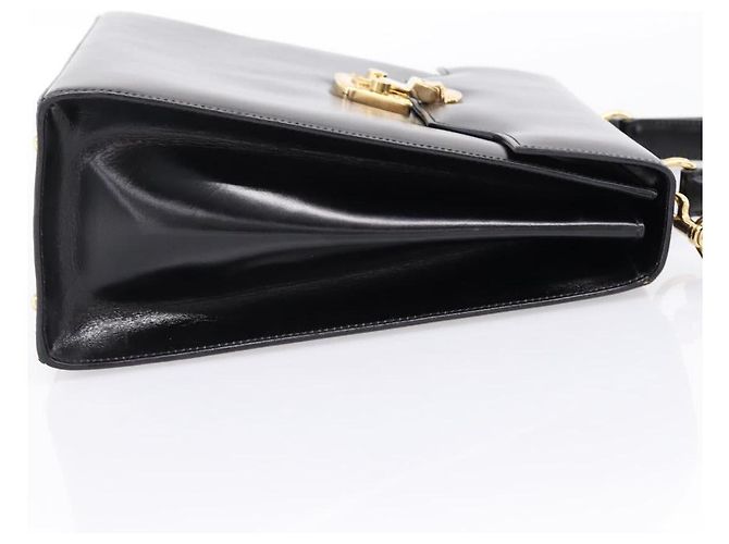 GUCCI Hand Bag Leather 2way Black Gold Tone - vista 3