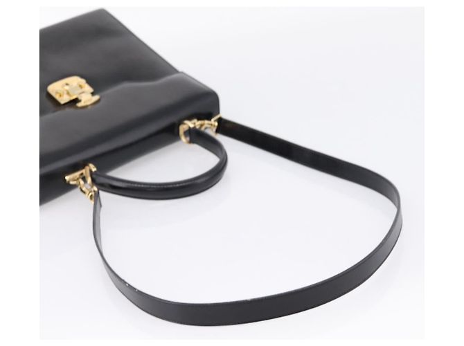 GUCCI Hand Bag Leather 2way Black Gold Tone - vista 8