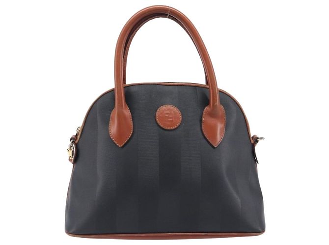 FENDI Pecan Hand Bag PVC 2way Black Gold Tone - vista 13
