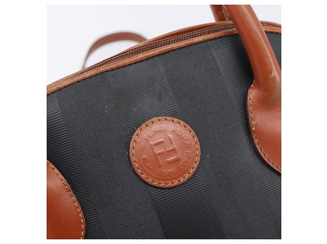 FENDI Pecan Hand Bag PVC 2way Black Gold Tone - vista 22