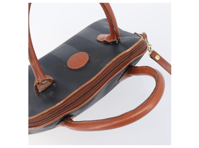 FENDI Pecan Hand Bag PVC 2way Black Gold Tone - vista 6