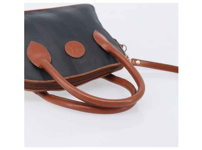 FENDI Pecan Hand Bag PVC 2way Black Gold Tone - vista 7