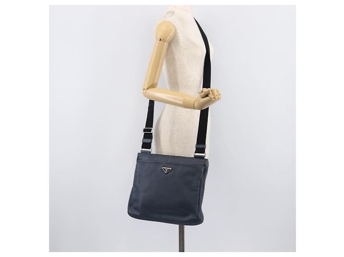 PRADA Schultertasche Vittero Dino Leather Navy Silver - Ansicht 28