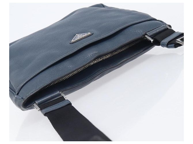 PRADA Schultertasche Vittero Dino Leather Navy Silver - Ansicht 6