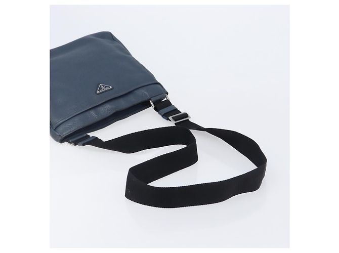 PRADA Schultertasche Vittero Dino Leather Navy Silver - Ansicht 7