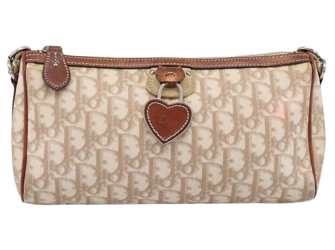 Christian Dior Trotter Canvas Romantic Chain Bag PVC Beige Silver - vista 13