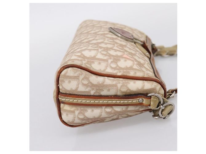Christian Dior Trotter Canvas Romantic Chain Bag PVC Beige Silver - vista 4
