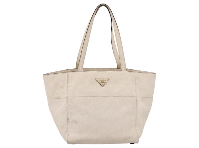 PRADA Tote Bag Leder Weiß Gold - Ansicht 13