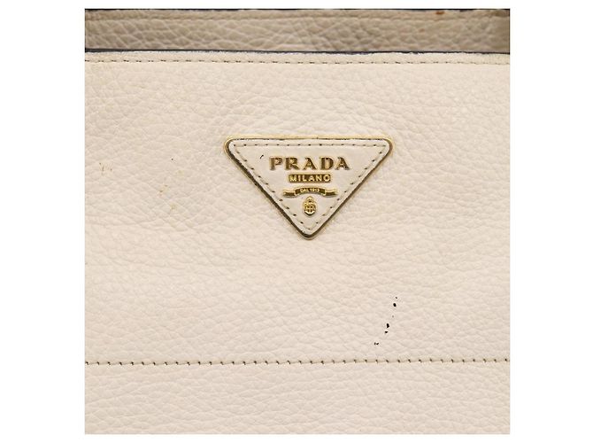 PRADA Tote Bag Leder Weiß Gold - Ansicht 17