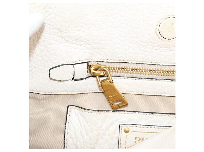 PRADA Tote Bag Leder Weiß Gold - Ansicht 21