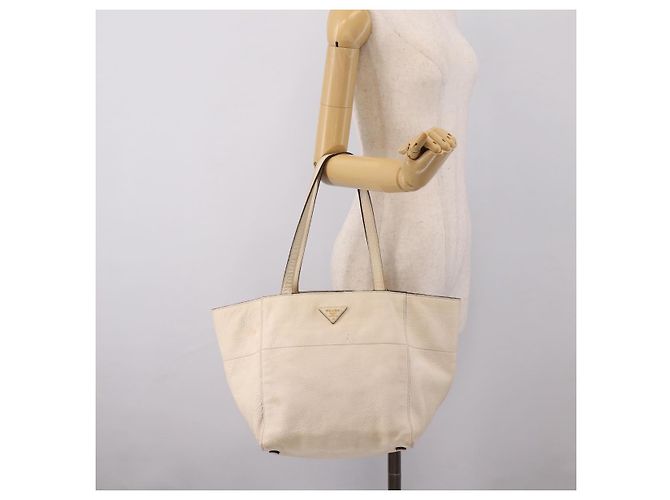 PRADA Tote Bag Leder Weiß Gold - Ansicht 24