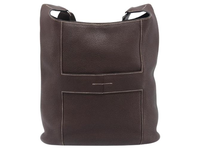 Hermès HERMES Good News GM Shoulder Bag Leather Dark Brown Silver - vista 13