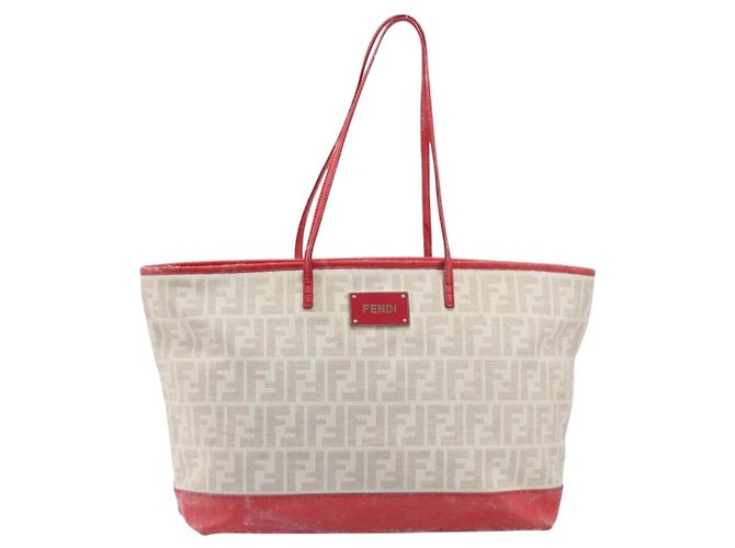 FENDI Zucca Canvas Tote Bag Beige Red 8BH185 - vista 13