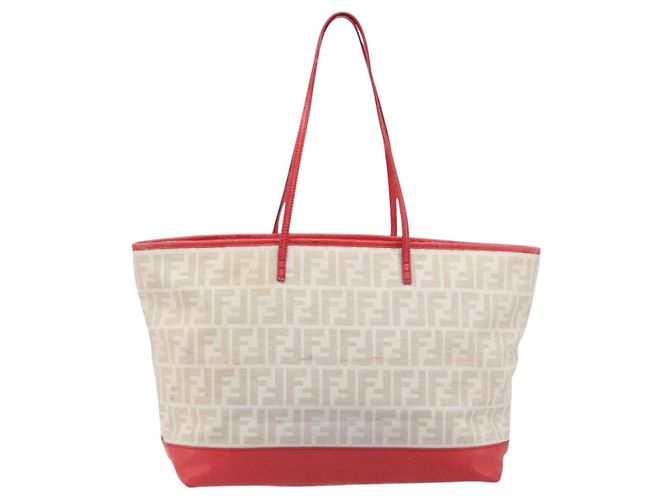 FENDI Zucca Canvas Tote Bag Beige Red 8BH185 - vista 2