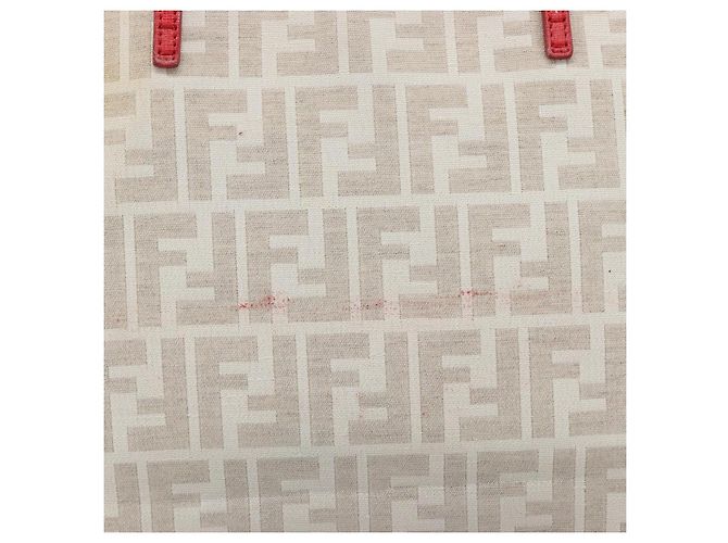 FENDI Zucca Canvas Tote Bag Beige Red 8BH185 - vista 3