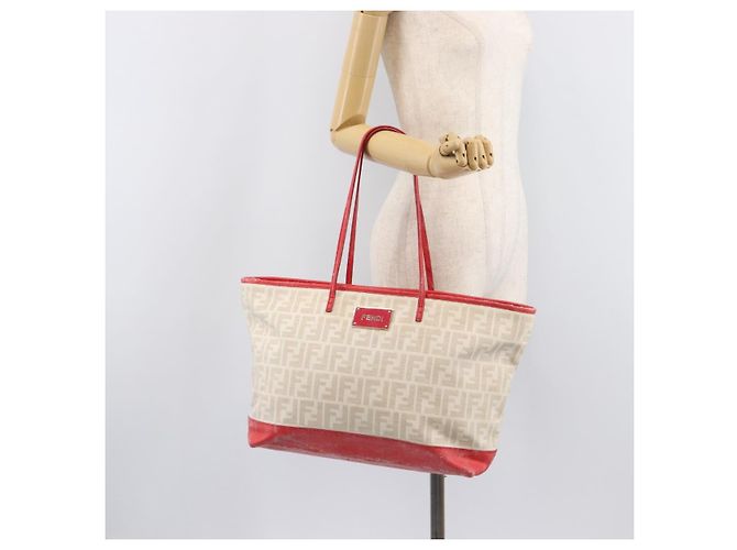 FENDI Zucca Canvas Tote Bag Beige Red 8BH185 - vista 31